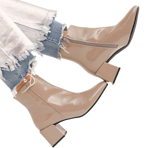 Free People Collette Patent Leather Heeled Boots - Picture 1 of 14